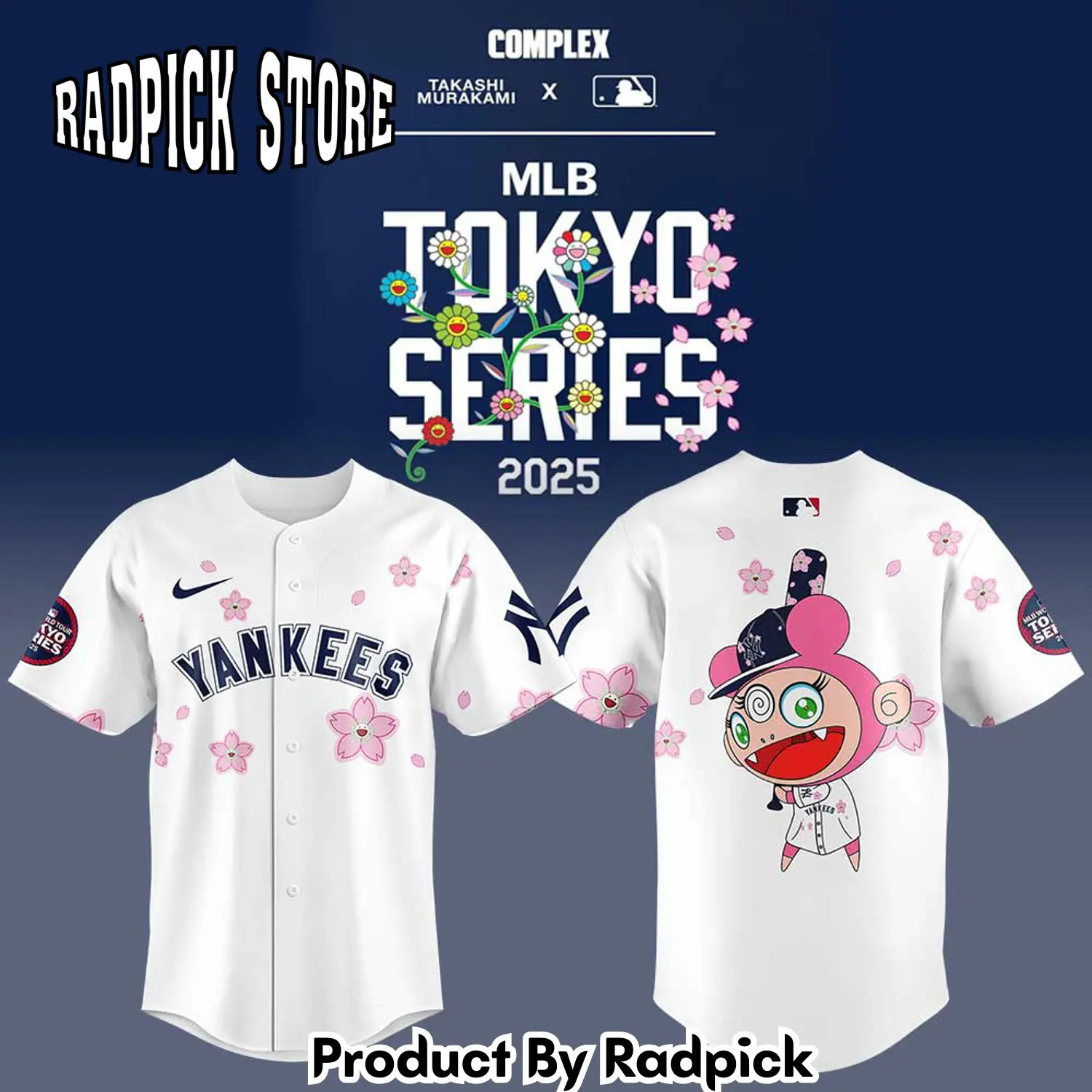 Radpick new york yankees takashi murakami x mlb world tour tokyo series white baseball jersey rp127235